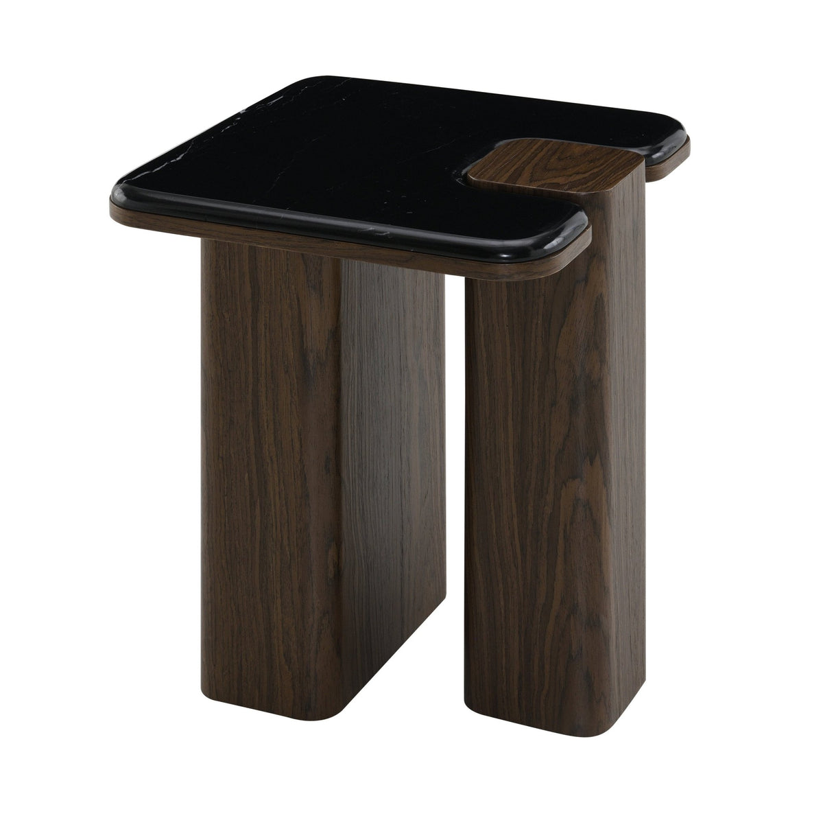 Dark Walnut Marble End Table with Natural Stone Top - 1st Choice Furniture Direct