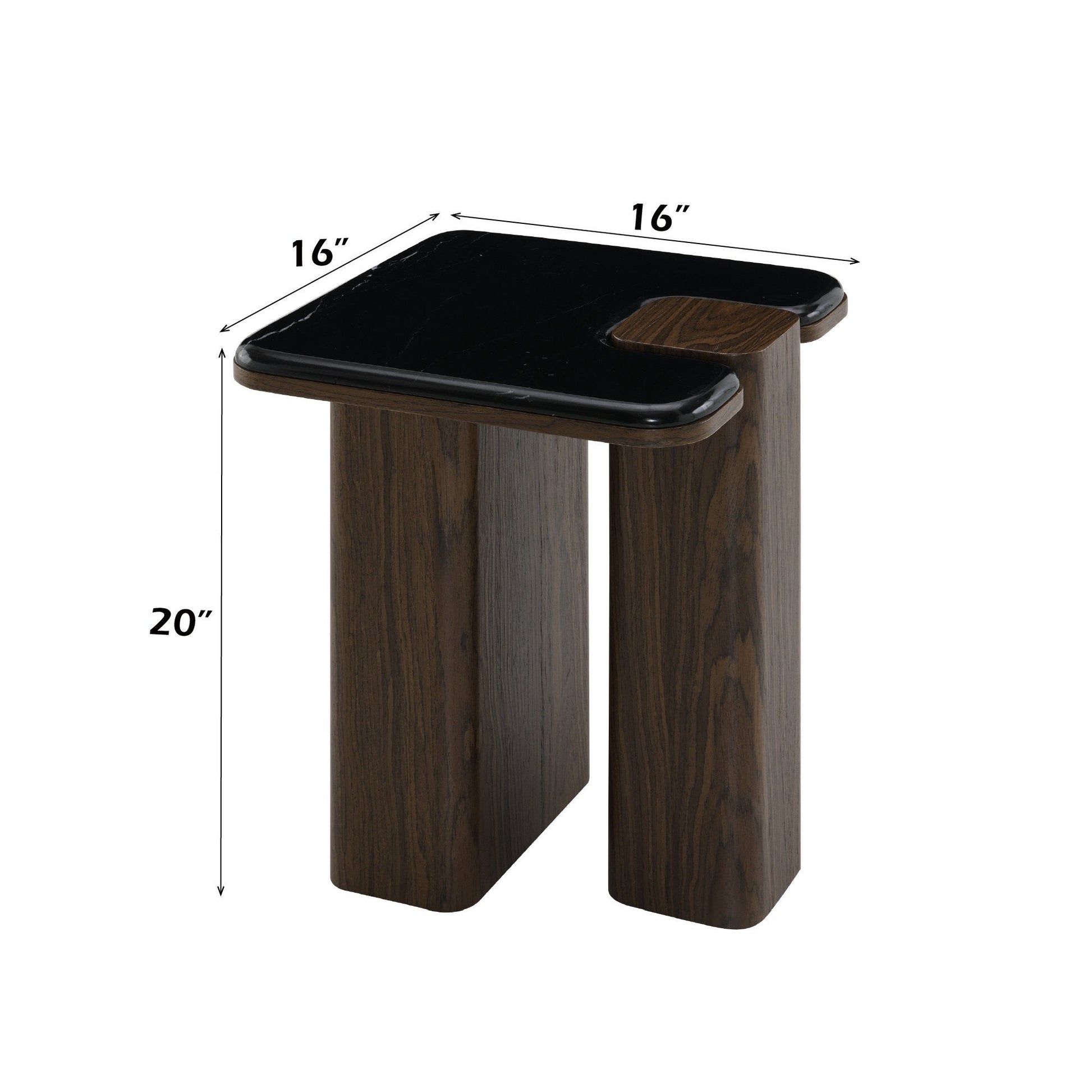 Dark Walnut Marble End Table with Natural Stone Top - 1st Choice Furniture Direct