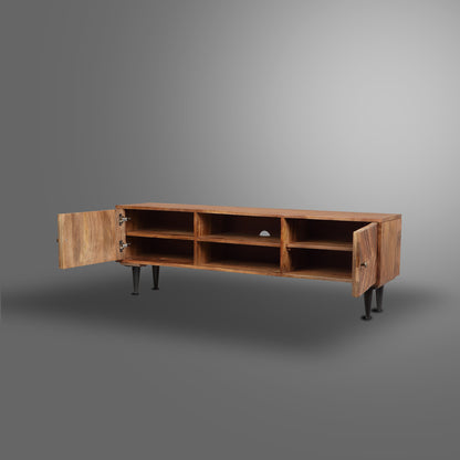 1st Choice TV Cabinet Herringbone with 2 Door Back MDF Metal Leg KD