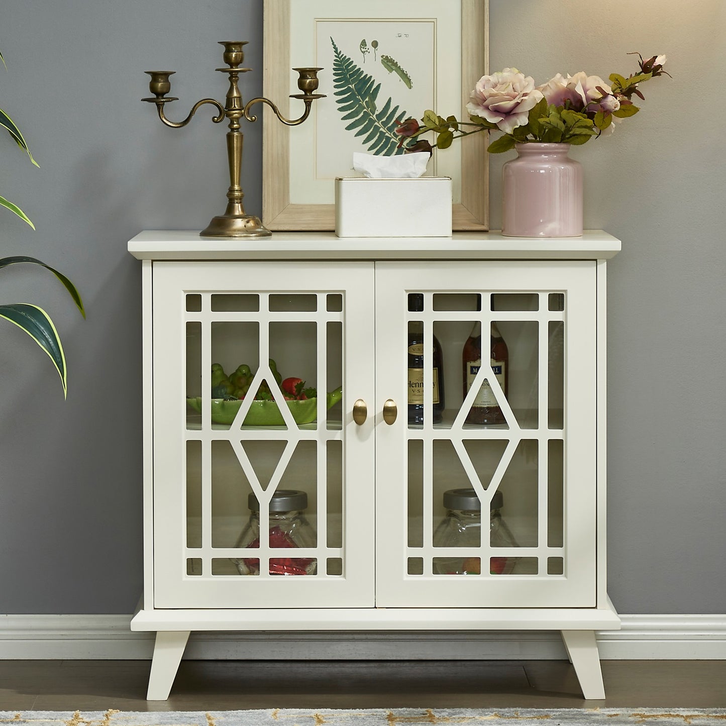 1st Choice Modern Storage Cabinet with Shelf White Sideboard Cabinet