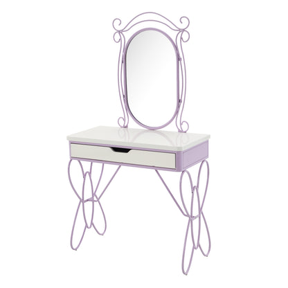 Priya II White & Light Synthetic Leather Finish Vanity Set