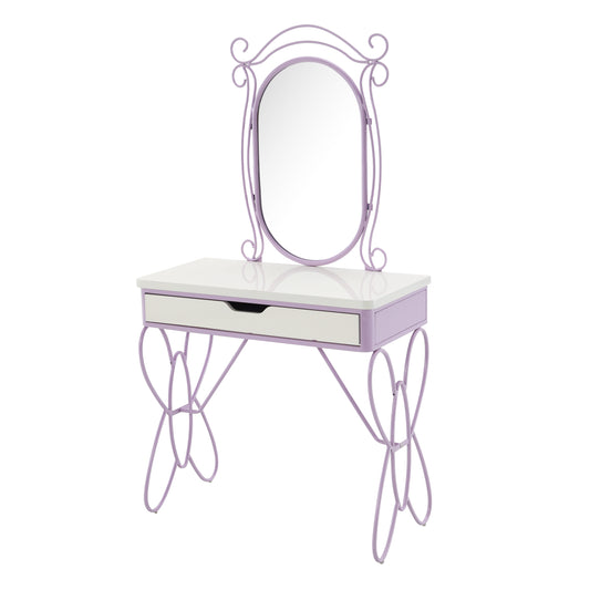 Priya II White & Light Synthetic Leather Finish Vanity Set