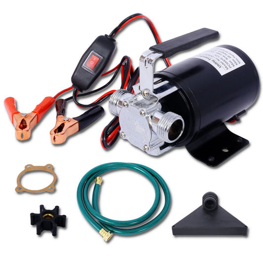 DC 12 - Volt 1/10HP 330GPH Battery Powered Mini Portable Electric Utility Sump Transfer Water Pump with Water Hose Kit Black - 1st Choice Furniture Direct