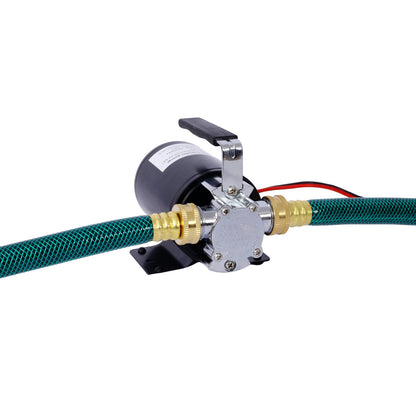 DC 12 - Volt 1/10HP 330GPH Battery Powered Mini Portable Electric Utility Sump Transfer Water Pump with Water Hose Kit Black - 1st Choice Furniture Direct