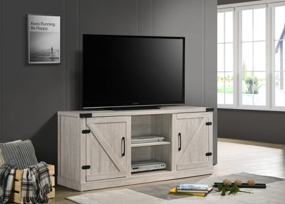 Salma Dusty Gray 58' Wide TV Stand with 2 Open Shelves and 2 Cabinets