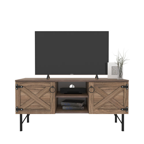 1st Choice Loft Wood 2 Cupboards Vintage TV Stand Cabinet in Walnut