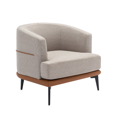 1st Choice Modern Two-tone Upholstered Round Armchair in Burnt Orange