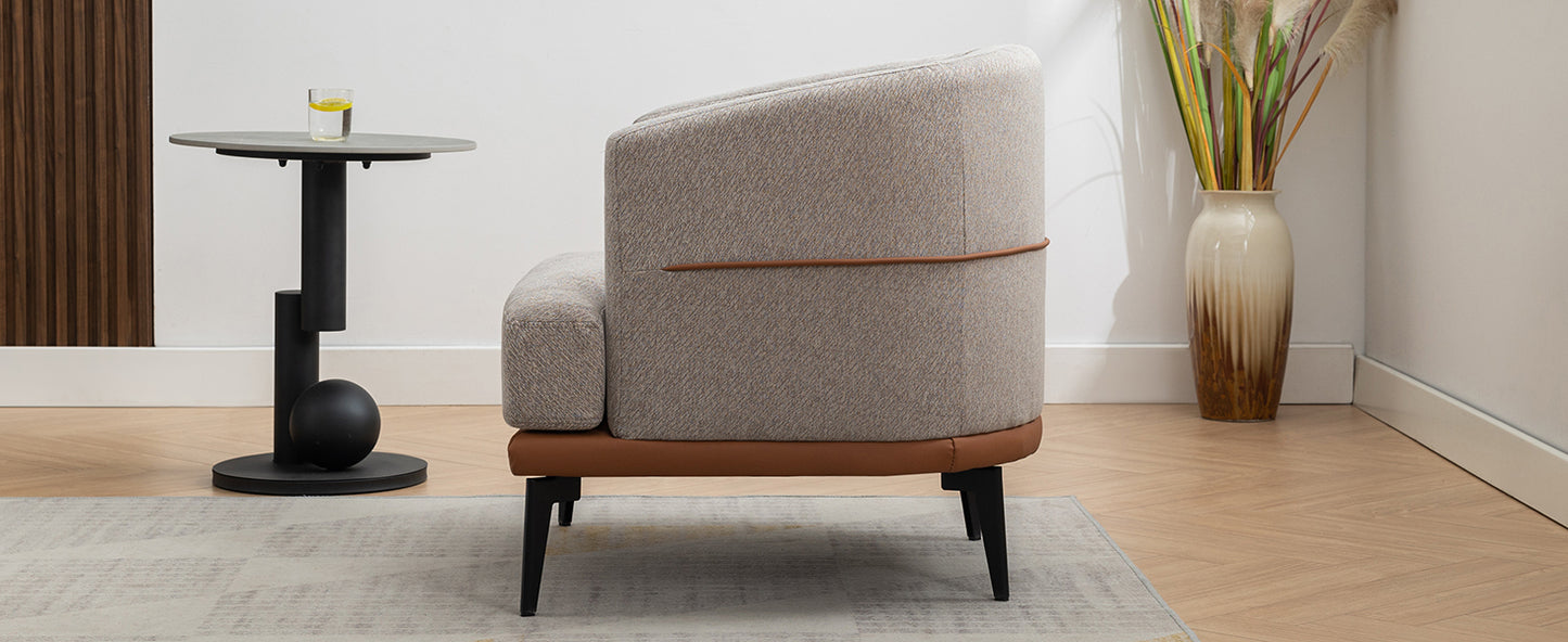 1st Choice Modern Two-tone Upholstered Round Armchair in Burnt Orange