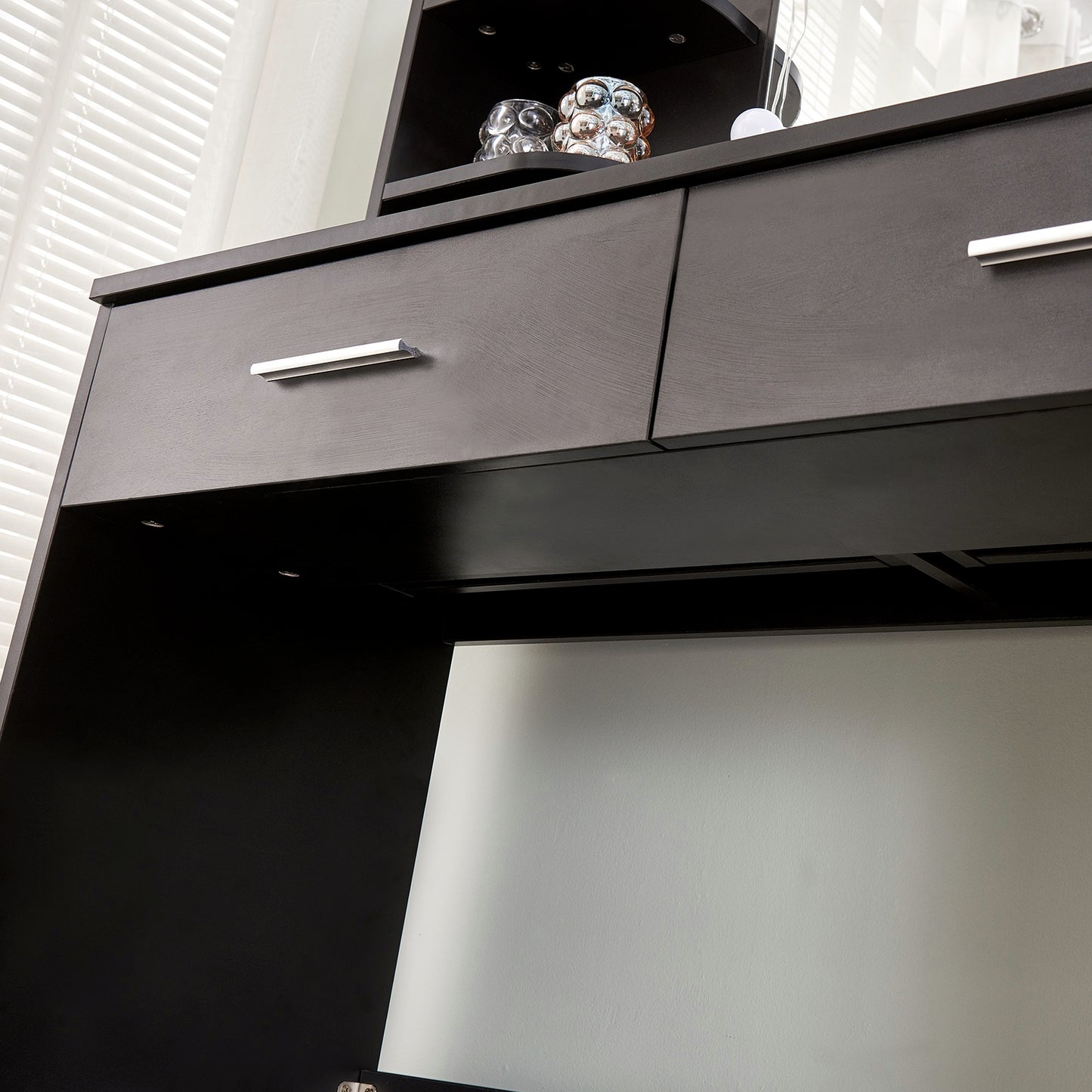 1st Choice Simple Hair Desk with Multi and Large Storage Space in Black