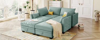 1st Choice Luxury Modern Large U-Shape Sectional Sofa in Light Green