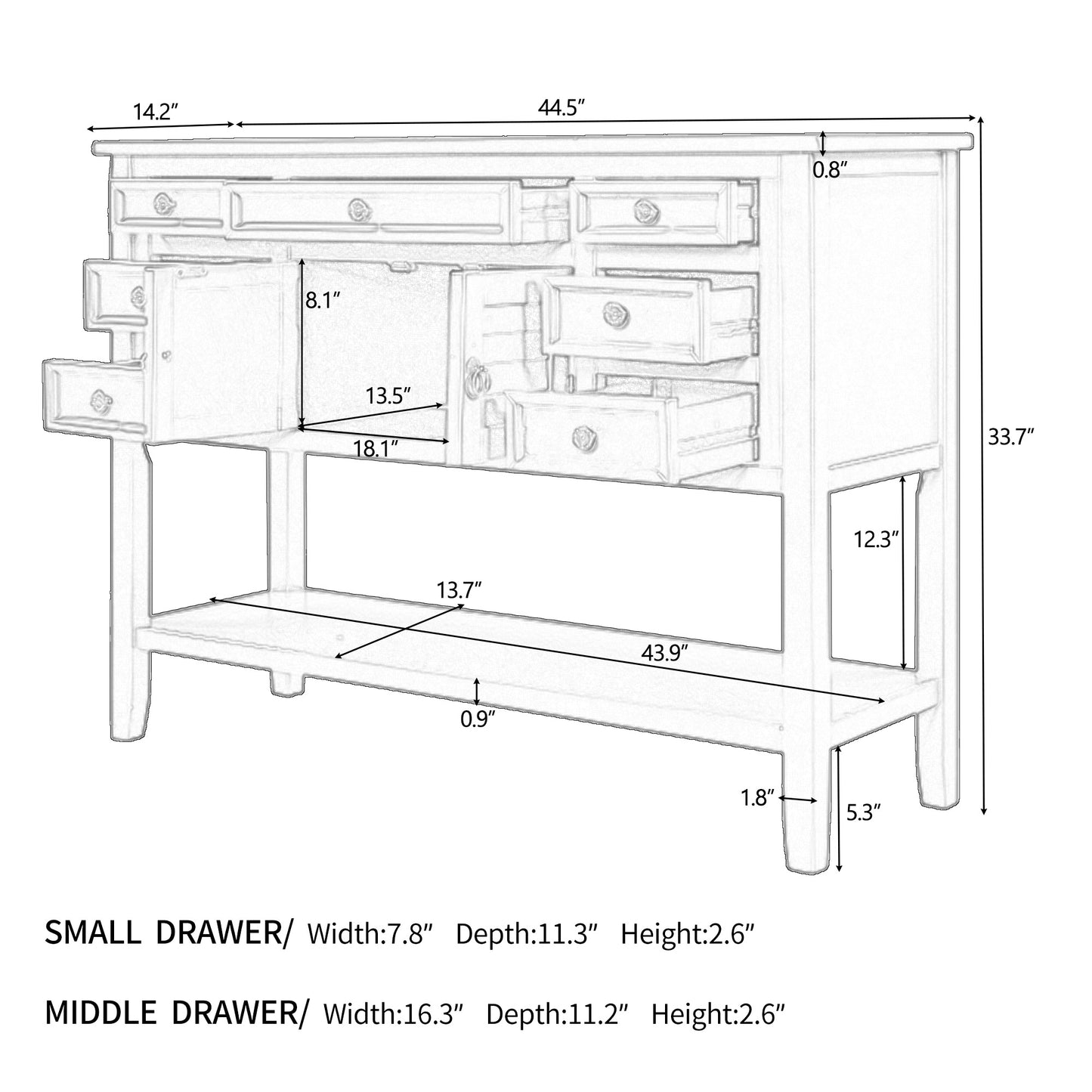 1st Choice U_STYLE 44.5" Modern Console Table Sofa Table in Blue