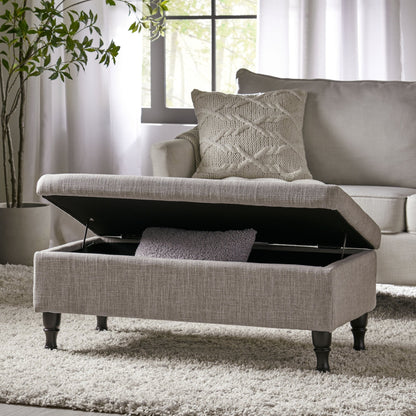 Dean Fabric Storage Wide Tufted Rectangle Ottoman, - 1st Choice Furniture Direct