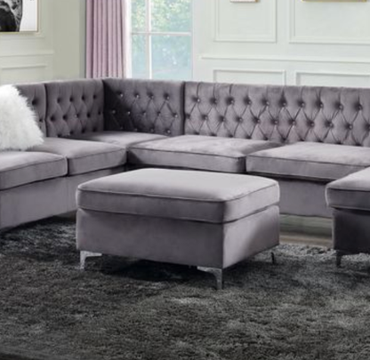 Jaszira Gray Velvet Ottoman