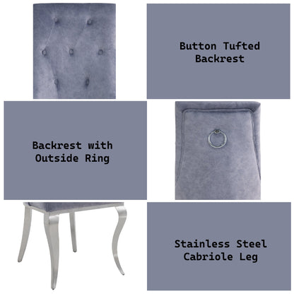 Dekel Gray Fabric & Stainless Steel Side Chair (Set of 2) - 1st Choice Furniture Direct