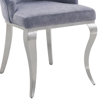 Dekel Gray Fabric & Stainless Steel Side Chair (Set of 2) - 1st Choice Furniture Direct