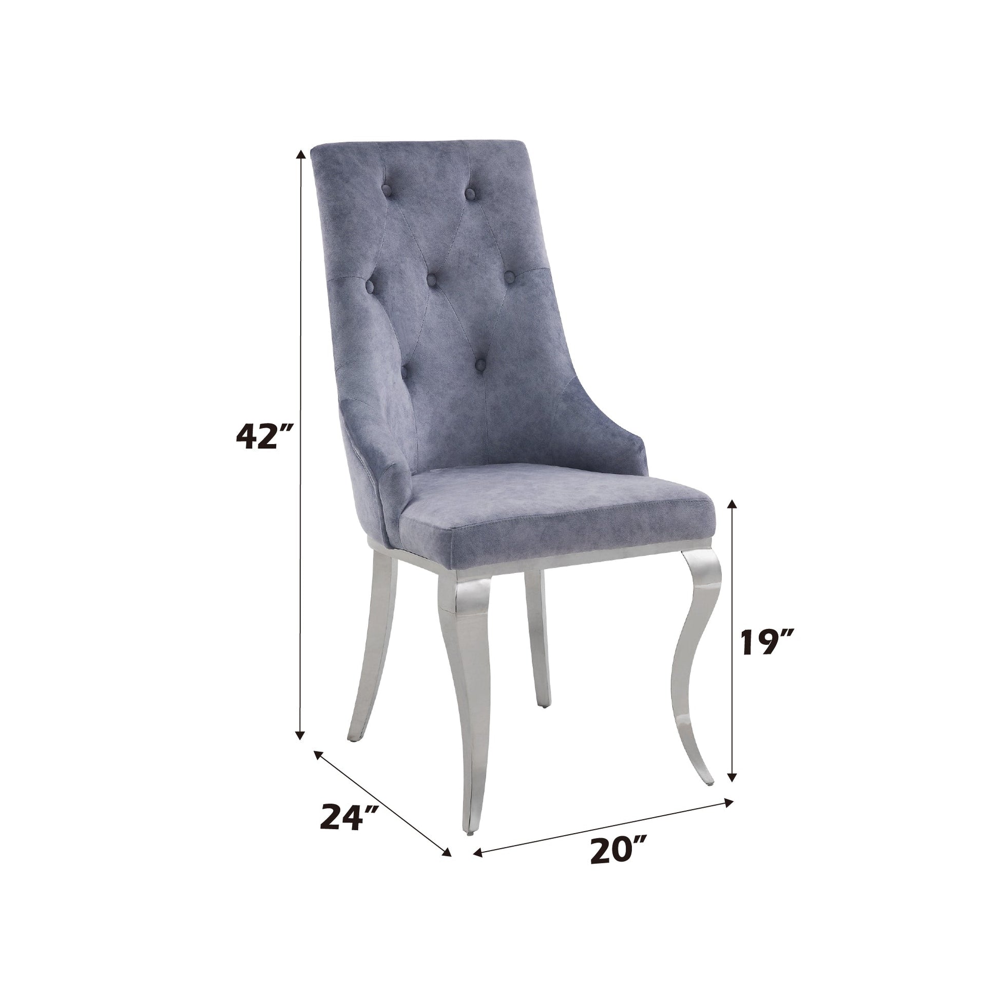 Dekel Gray Fabric & Stainless Steel Side Chair (Set of 2) - 1st Choice Furniture Direct