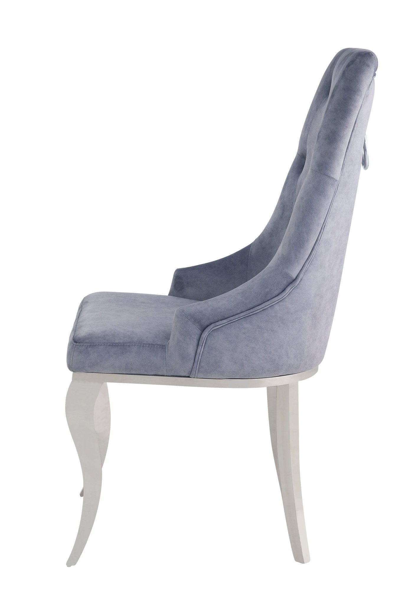 Dekel Gray Fabric & Stainless Steel Side Chair (Set of 2) - 1st Choice Furniture Direct