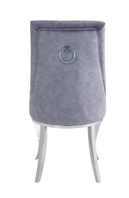 Dekel Gray Fabric & Stainless Steel Side Chair (Set of 2) - 1st Choice Furniture Direct