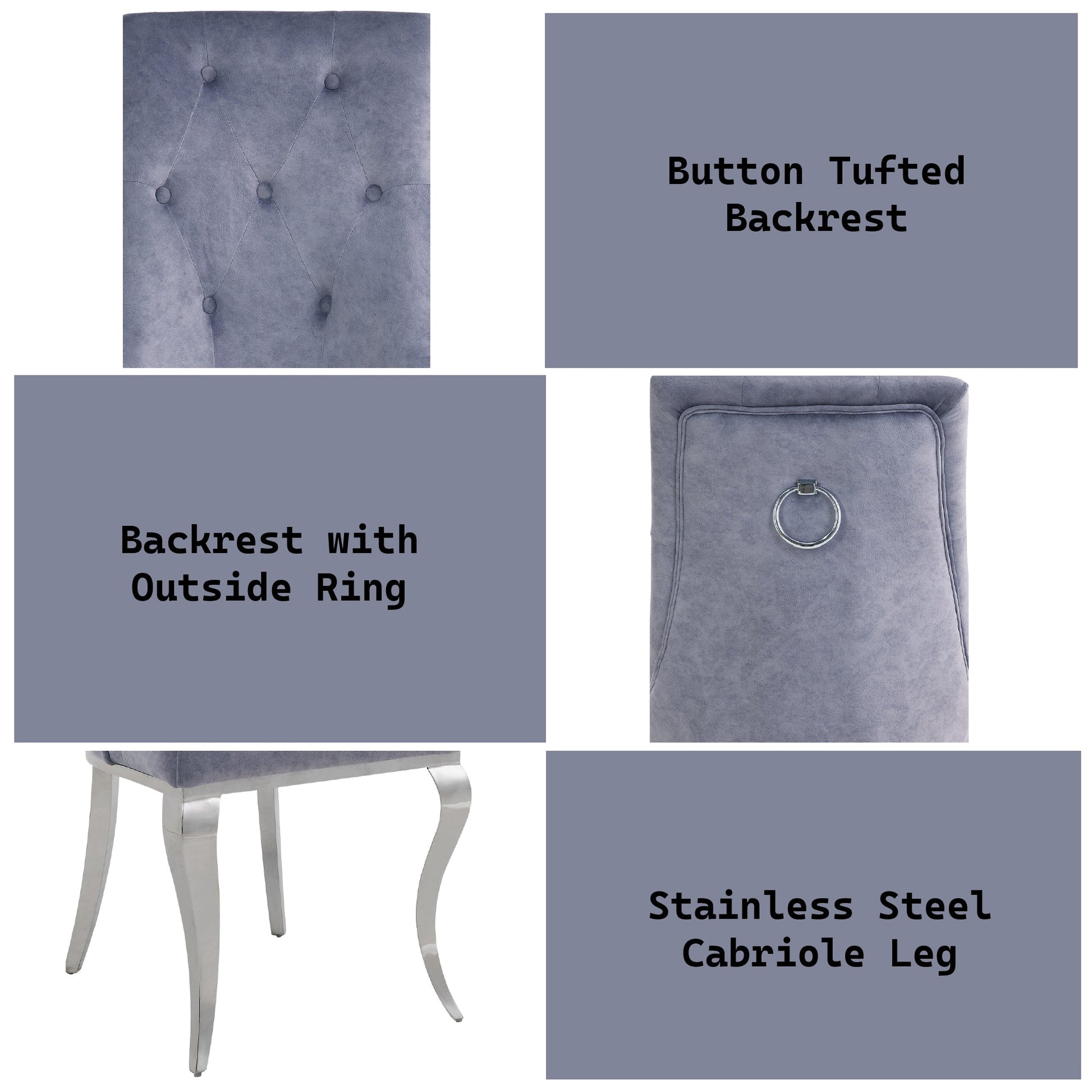 Dekel Gray Fabric & Stainless Steel Side Chair (Set of 2) - 1st Choice Furniture Direct