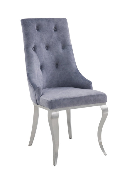 Dekel Gray Fabric & Stainless Steel Side Chair (Set of 2) - 1st Choice Furniture Direct
