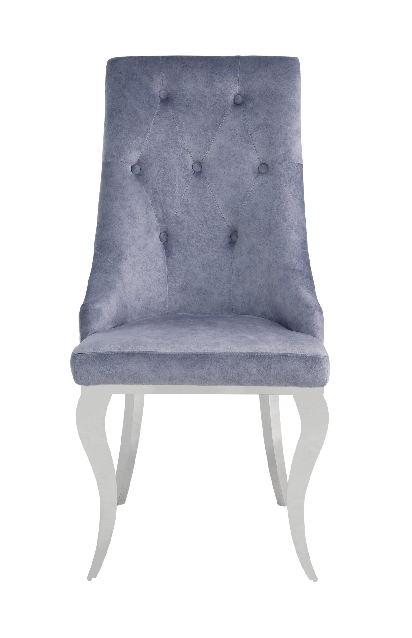 Dekel Gray Fabric & Stainless Steel Side Chair (Set of 2) - 1st Choice Furniture Direct