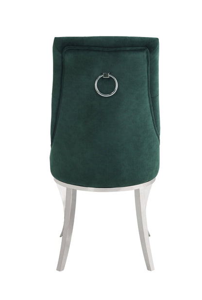 Dekel Green Fabric & Stainless Steel Side Chair (Set of 2) - 1st Choice Furniture Direct