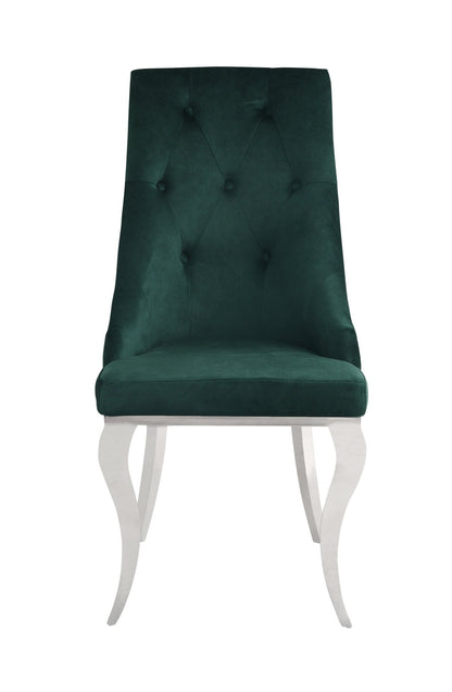 Dekel Green Fabric & Stainless Steel Side Chair (Set of 2) - 1st Choice Furniture Direct