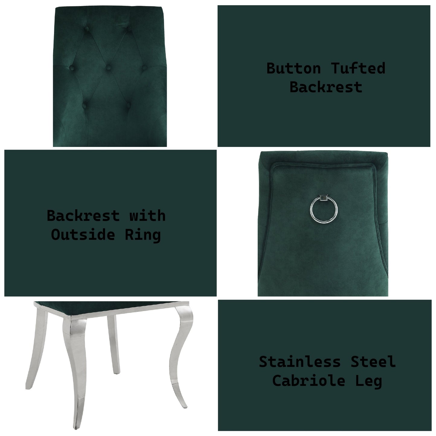 Dekel Green Fabric & Stainless Steel Side Chair (Set of 2) - 1st Choice Furniture Direct