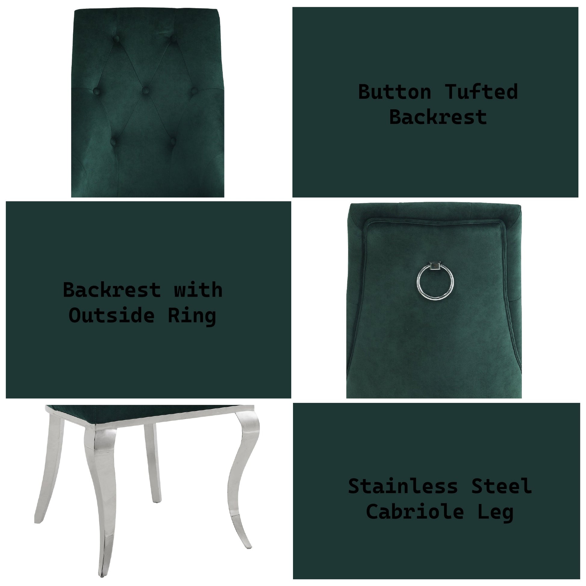 Dekel Green Fabric & Stainless Steel Side Chair (Set of 2) - 1st Choice Furniture Direct