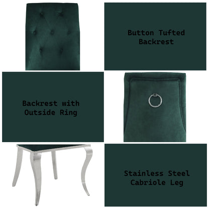 Dekel Green Fabric & Stainless Steel Side Chair (Set of 2) - 1st Choice Furniture Direct