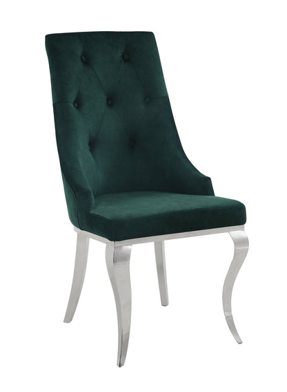 Dekel Green Fabric & Stainless Steel Side Chair (Set of 2) - 1st Choice Furniture Direct