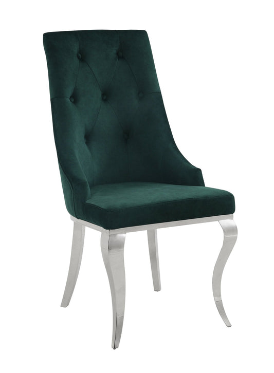 Dekel Green Fabric & Stainless Steel Side Chair (Set of 2) - 1st Choice Furniture Direct