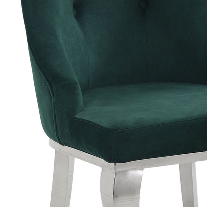 Dekel Green Fabric & Stainless Steel Side Chair (Set of 2) - 1st Choice Furniture Direct