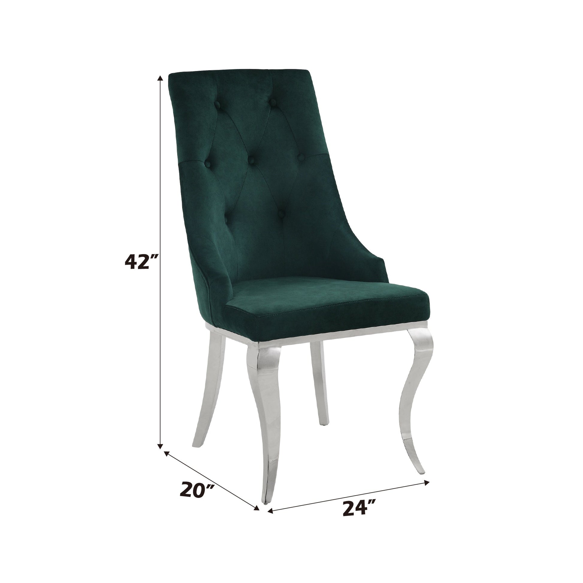 Dekel Green Fabric & Stainless Steel Side Chair (Set of 2) - 1st Choice Furniture Direct