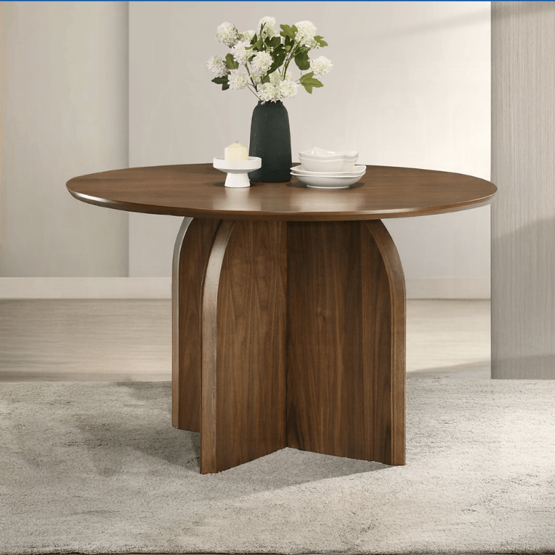 Delmon Dark Walnut Round Dining Table - 1st Choice Furniture Direct