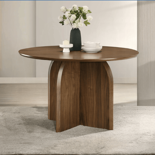 Delmon Dark Walnut Round Dining Table - 1st Choice Furniture Direct