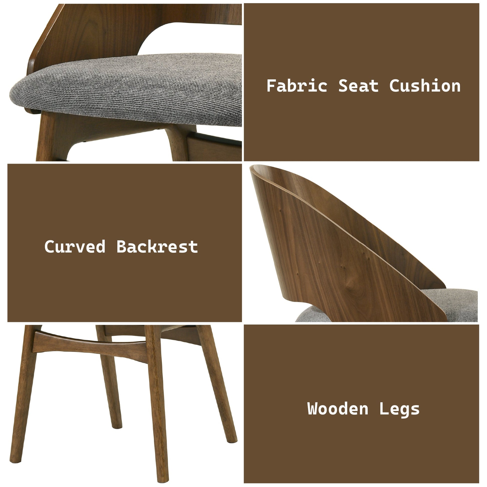 Delmon Fabric & Dark Walnut Side Chair (Set of 2) - 1st Choice Furniture Direct