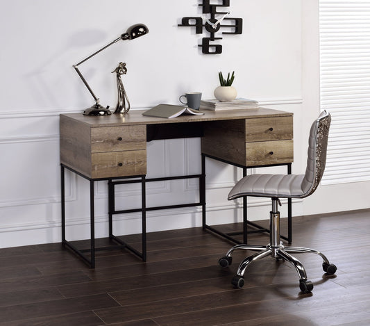 Desirre Rustic Oak & Black Finish Wirting Desk w/ USB Port - 1st Choice Furniture Direct
