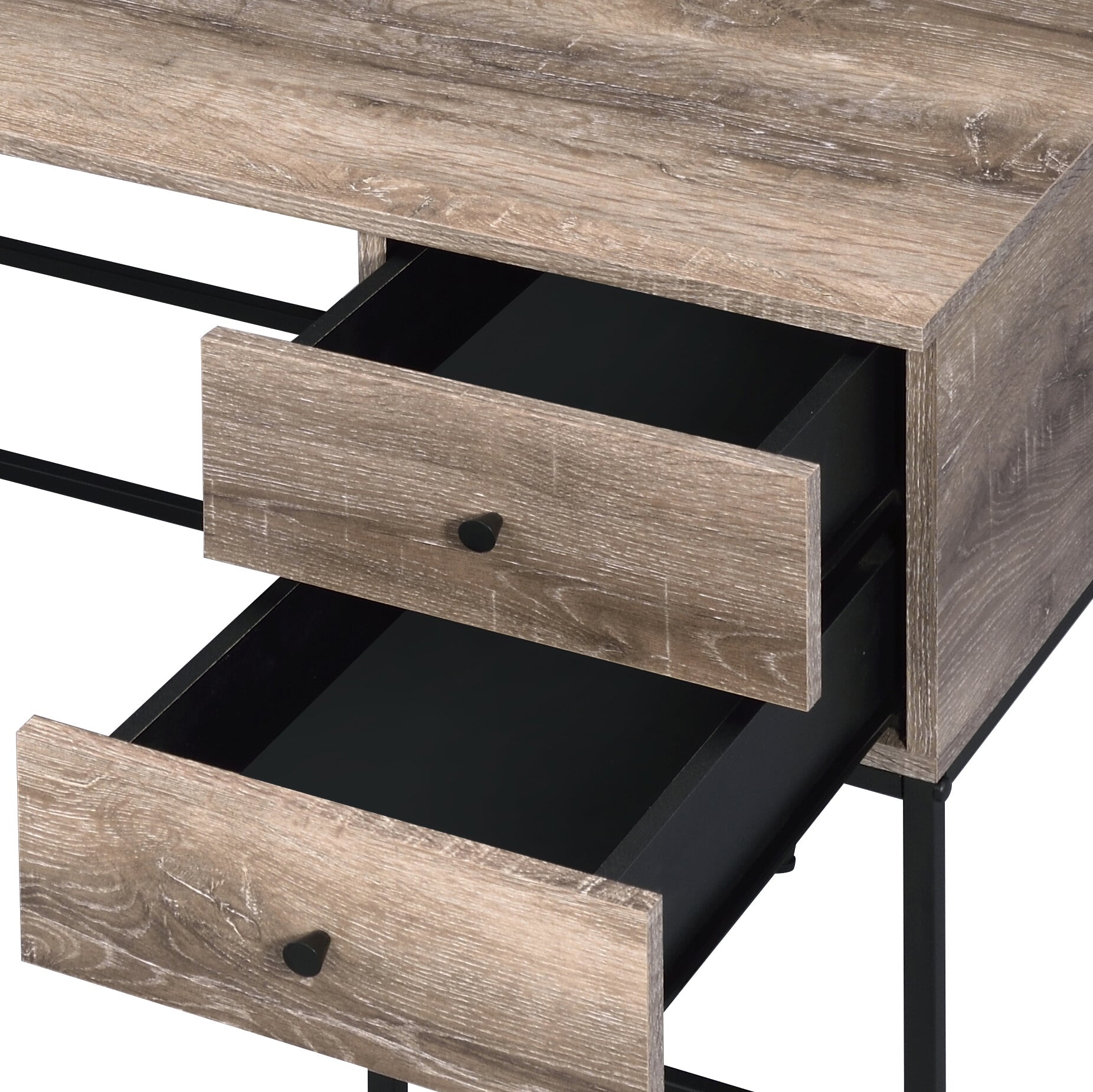 Desirre Rustic Oak & Black Finish Wirting Desk w/ USB Port - 1st Choice Furniture Direct