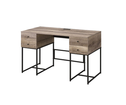 Desirre Rustic Oak & Black Finish Wirting Desk w/ USB Port - 1st Choice Furniture Direct