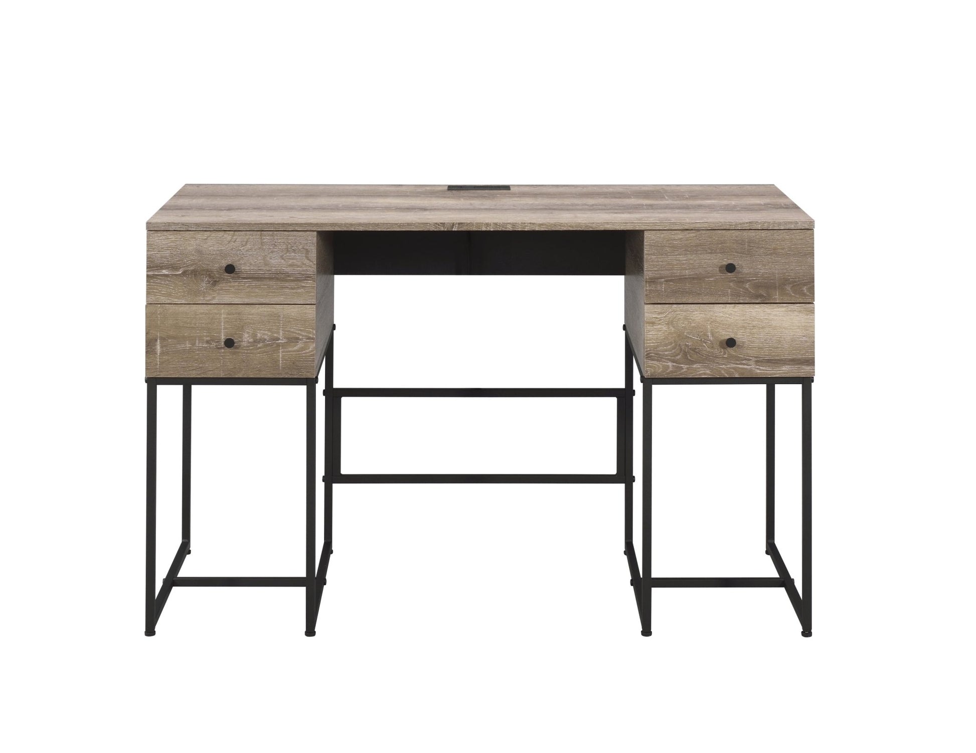 Desirre Rustic Oak & Black Finish Wirting Desk w/ USB Port - 1st Choice Furniture Direct