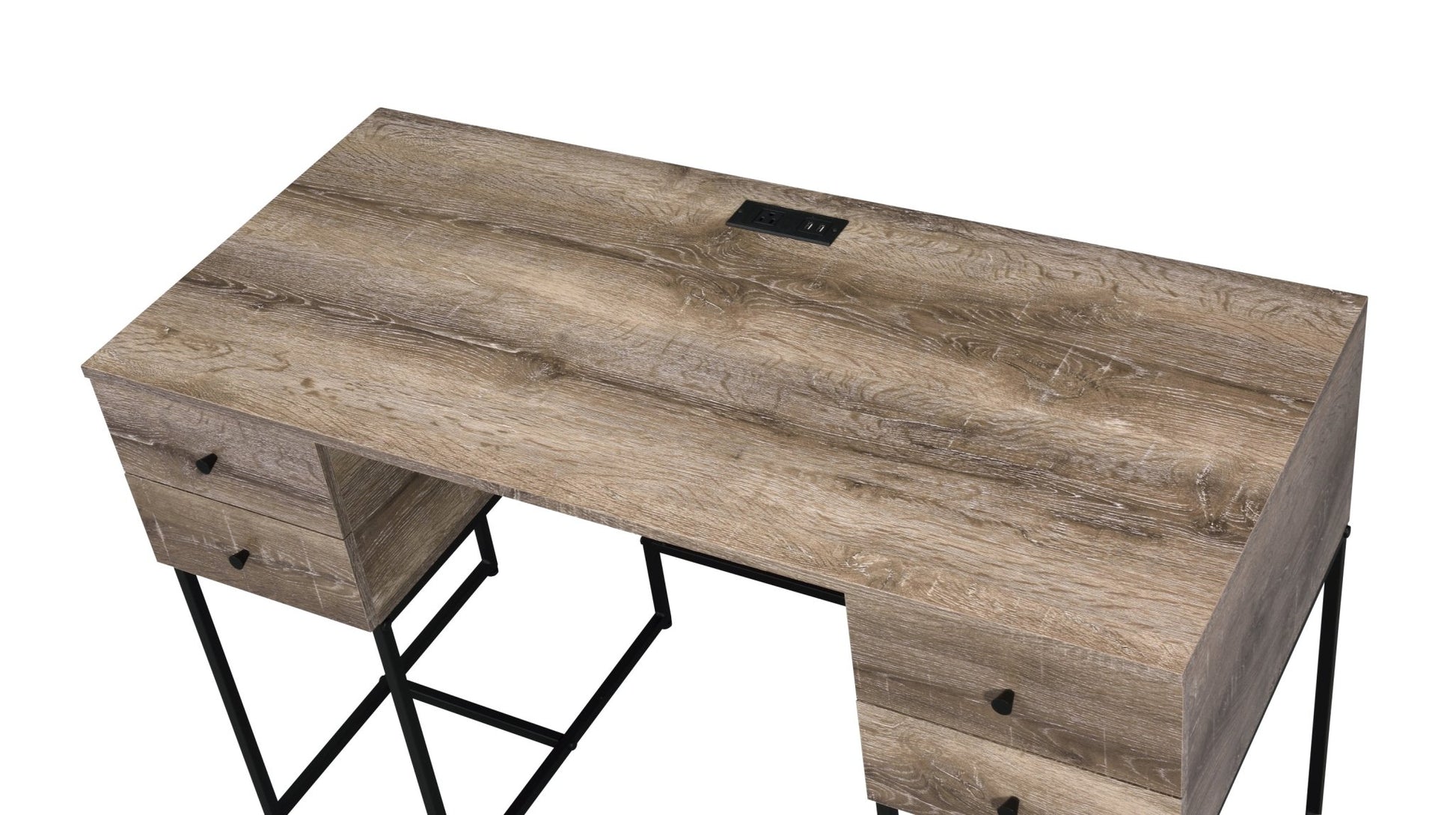 Desirre Rustic Oak & Black Finish Wirting Desk w/ USB Port - 1st Choice Furniture Direct