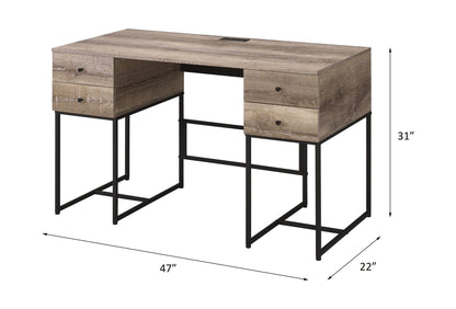 Desirre Rustic Oak & Black Finish Wirting Desk w/ USB Port - 1st Choice Furniture Direct