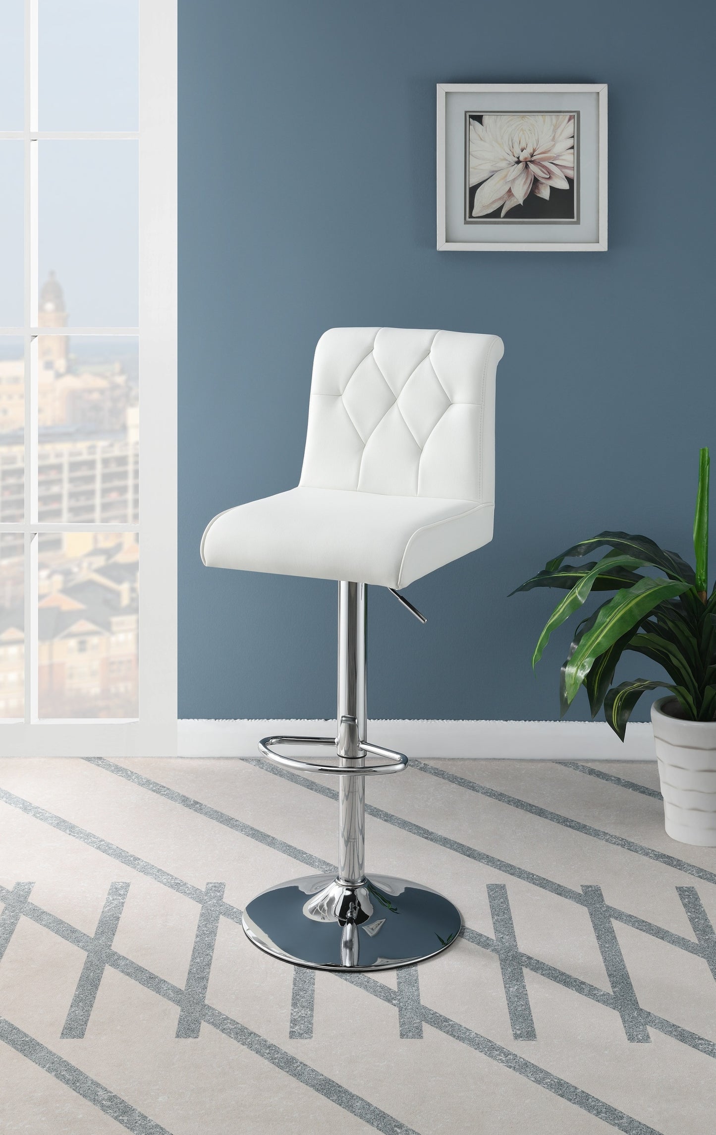 1st Choice Modern Adjustable Bar Stool Lift Chair White Faux Leather