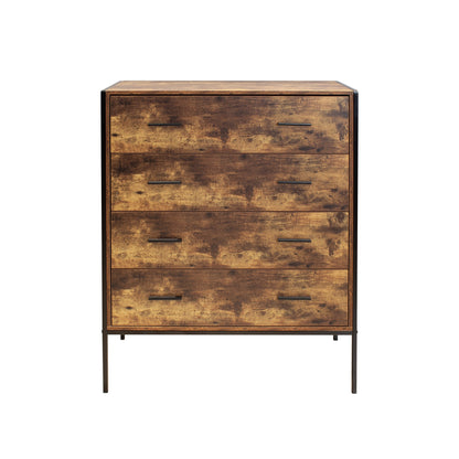 1st Choice Modern Industrial Style 4 Drawer Dresser in Rustic Brown