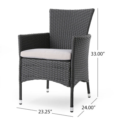 Dimensional Outdoor Dining Chair with Cushion Seat and Iron Frame, Set of 2, Grey - 1st Choice Furniture Direct