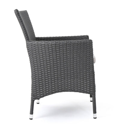 Dimensional Outdoor Dining Chair with Cushion Seat and Iron Frame, Set of 2, Grey - 1st Choice Furniture Direct