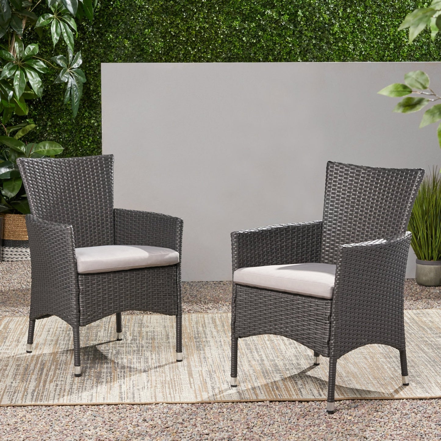 Dimensional Outdoor Dining Chair with Cushion Seat and Iron Frame, Set of 2, Grey - 1st Choice Furniture Direct