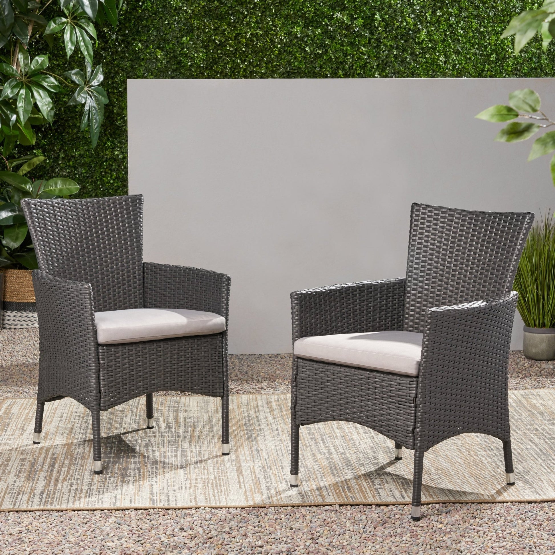 Dimensional Outdoor Dining Chair with Cushion Seat and Iron Frame, Set of 2, Grey - 1st Choice Furniture Direct