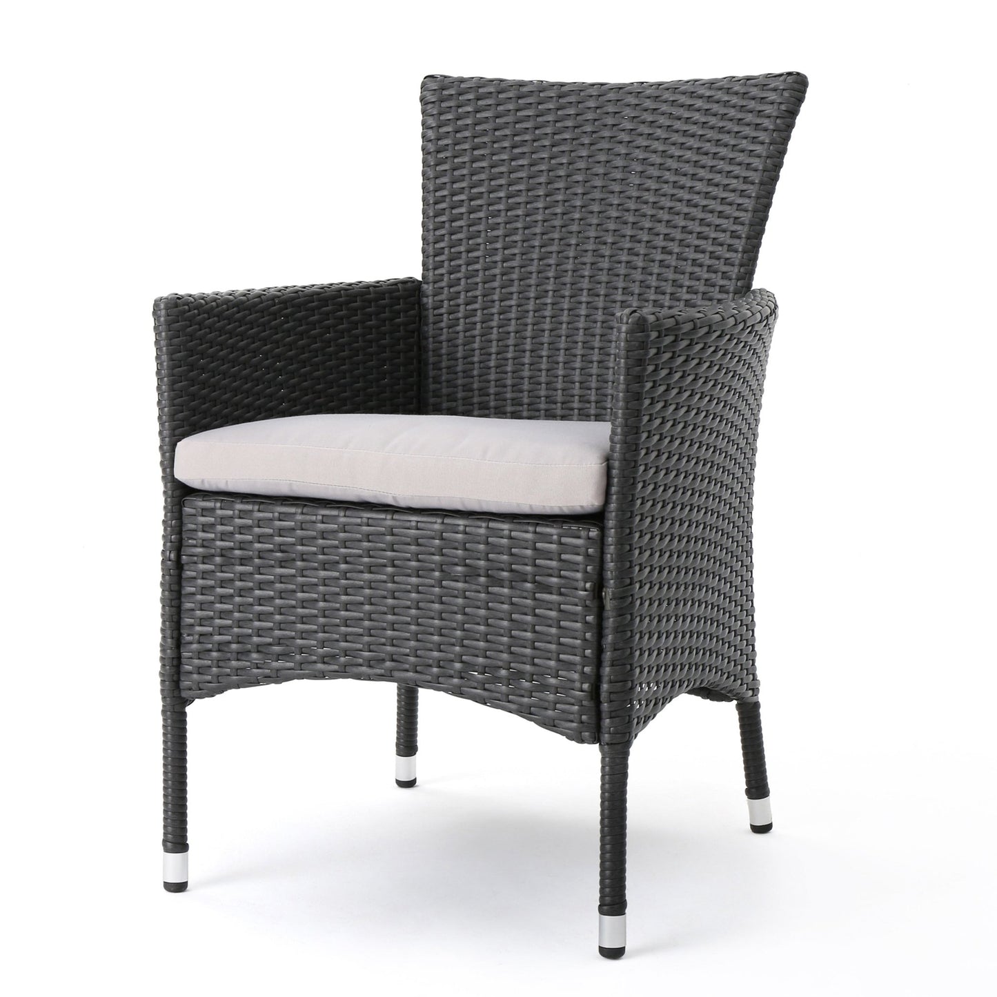Dimensional Outdoor Dining Chair with Cushion Seat and Iron Frame, Set of 2, Grey - 1st Choice Furniture Direct